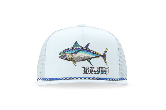 Bluefin Tuna Flat Brim Twill Trucker Hat - Sky Blue