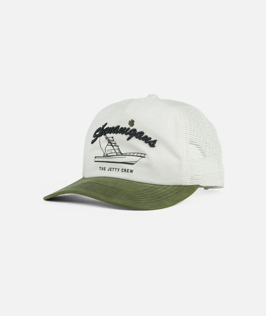 Boat Crew Snapback Hat - White