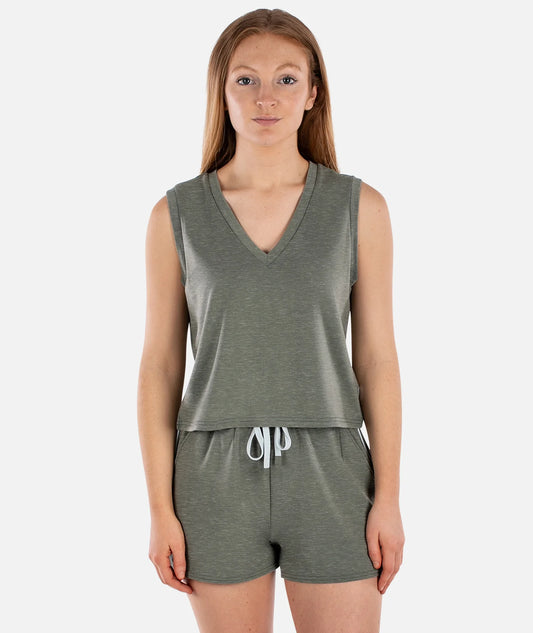 Bondi V-Neck Tank Top - Agave