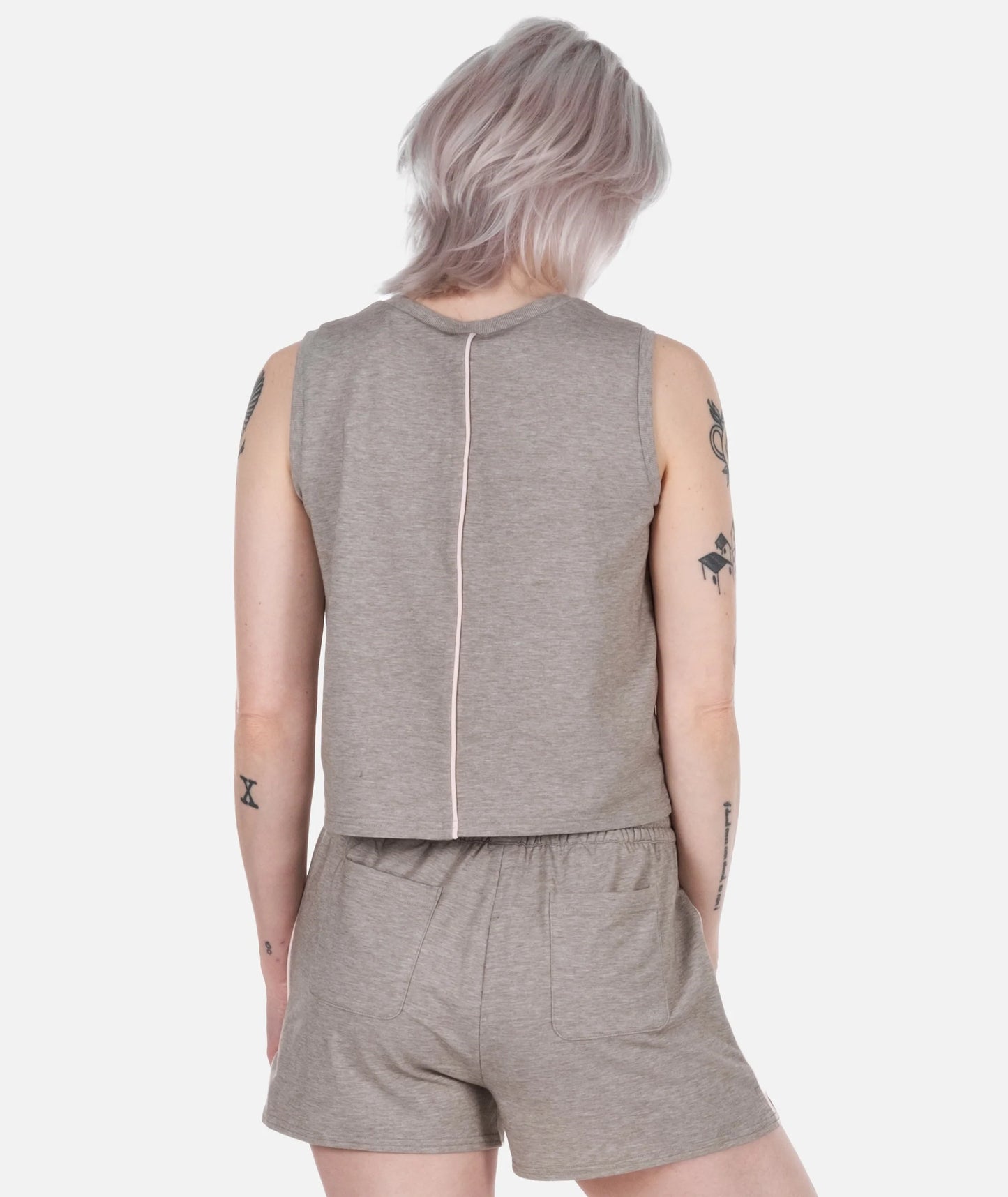 Bondi V-Neck Tank Top - Warm Grey