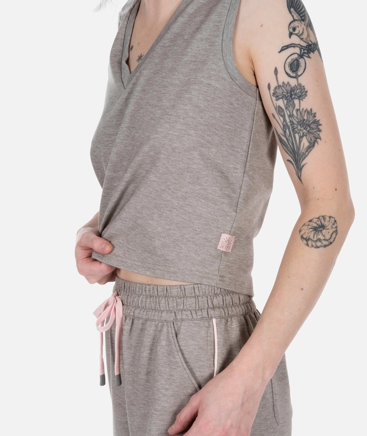 Bondi V-Neck Tank Top - Warm Grey