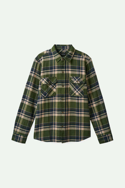 Brixton Bowery Flannel - Cypress Green/Washed Navy Whitecap