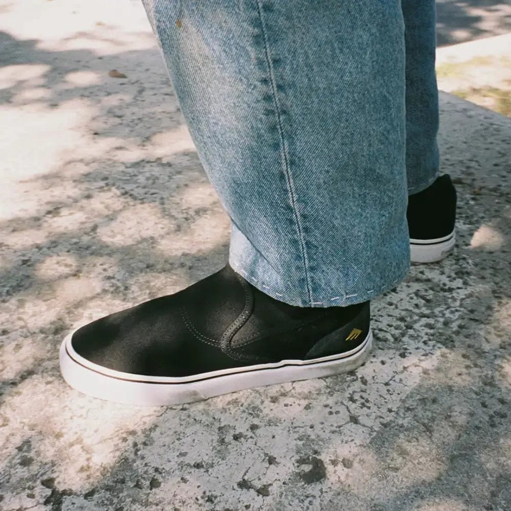 Emerica Wino G6 Slip On - Black / White w/ Gold