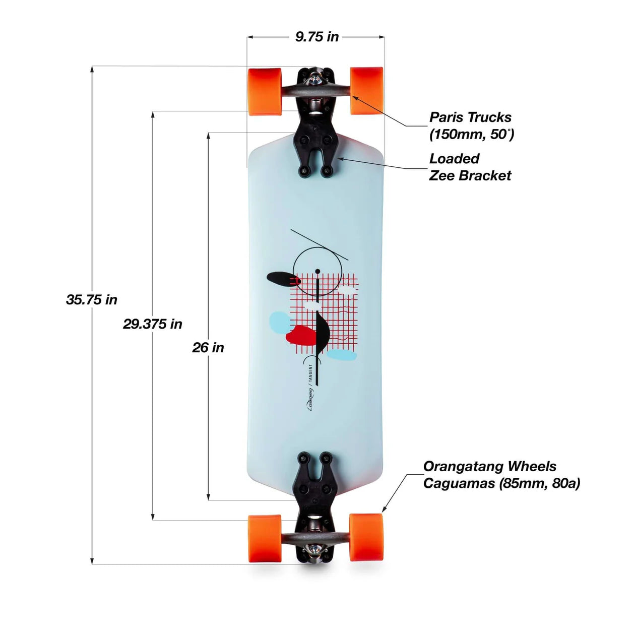 Loaded Tangent Longboard Complete - 85mm 80a Caguama Orange