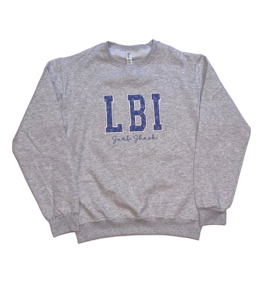 Surf Shack LBI Custom Embroidered Crew Neck - Blue Shells / Heather