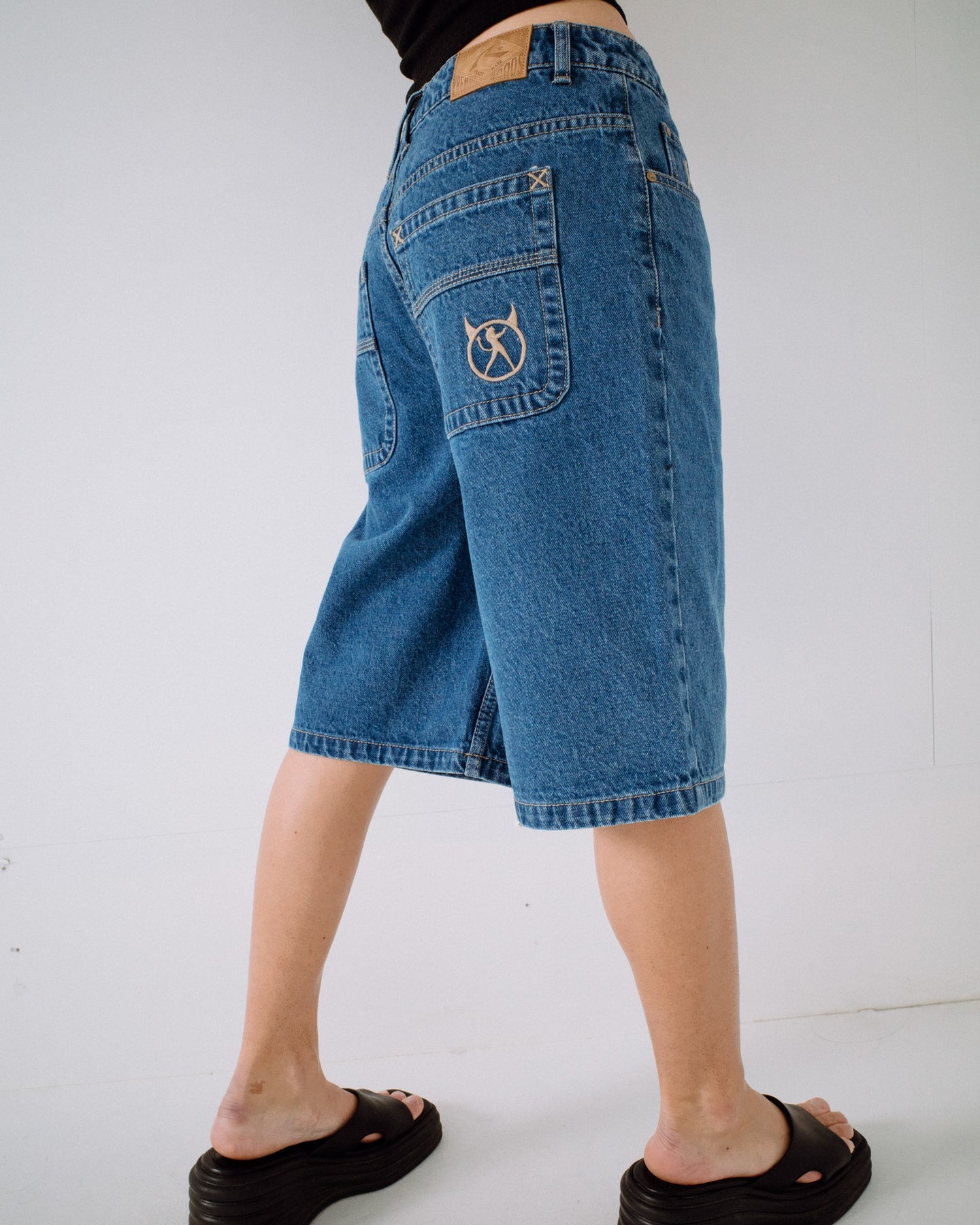 Rusty Bethany Baggy Low Rise Denim Jort - Middy Blue