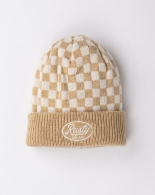 Rusty Check Mate Beanie - Cream