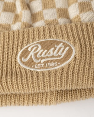 Rusty Check Mate Beanie - Cream