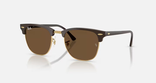 Clubmaster Brown on Gold w/ Dark Brown Lens RB3016