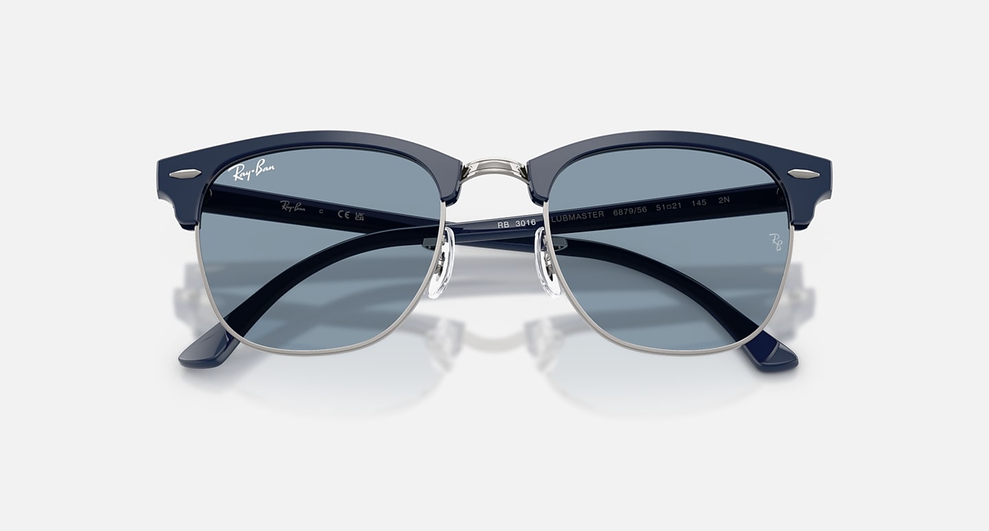 Clubmaster Matte Blue on Gunmetal w/ Blue Lens RB3016