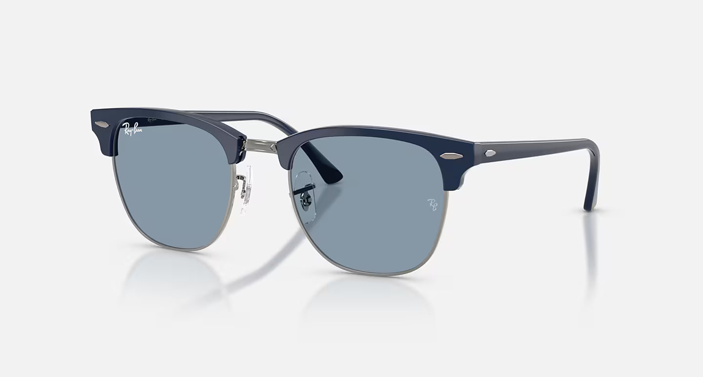Clubmaster Matte Blue on Gunmetal w/ Blue Lens RB3016