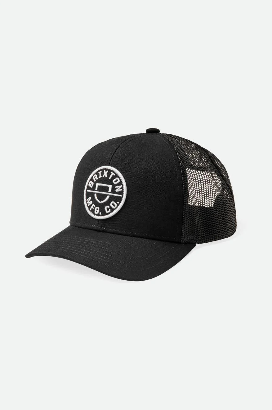 Brixton Crest X Netplus MP Trucker Hat - Black/Black