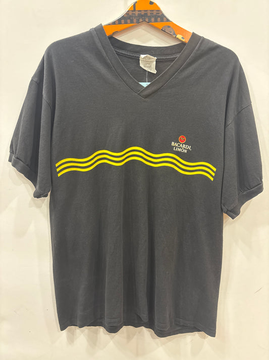 Vintage Bacardi Limon Surplice-Neck Tee (LARGE) - Black