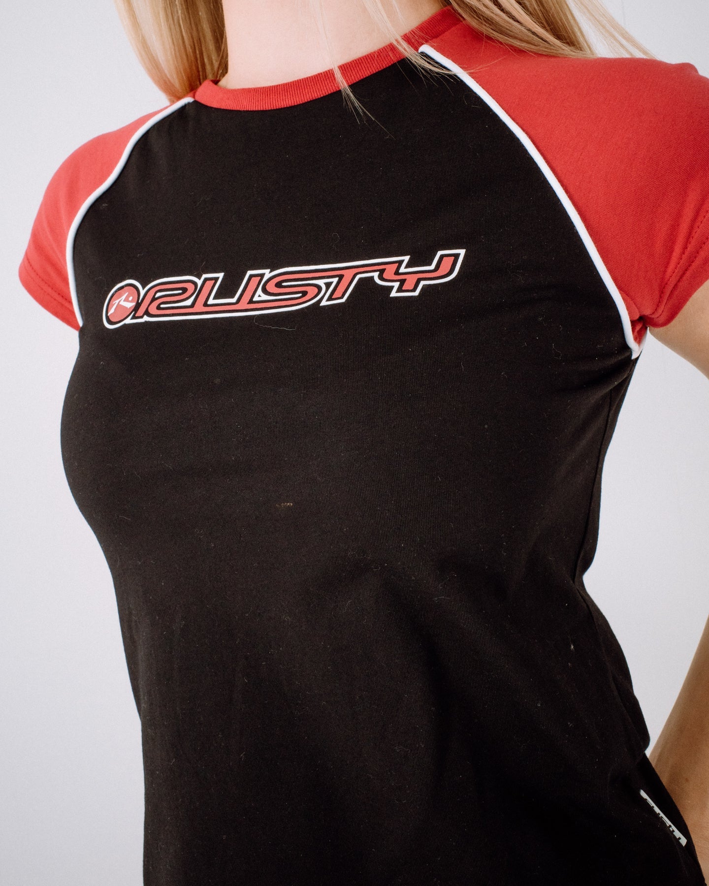 Rusty Archived Raglan Baby Tee - Black