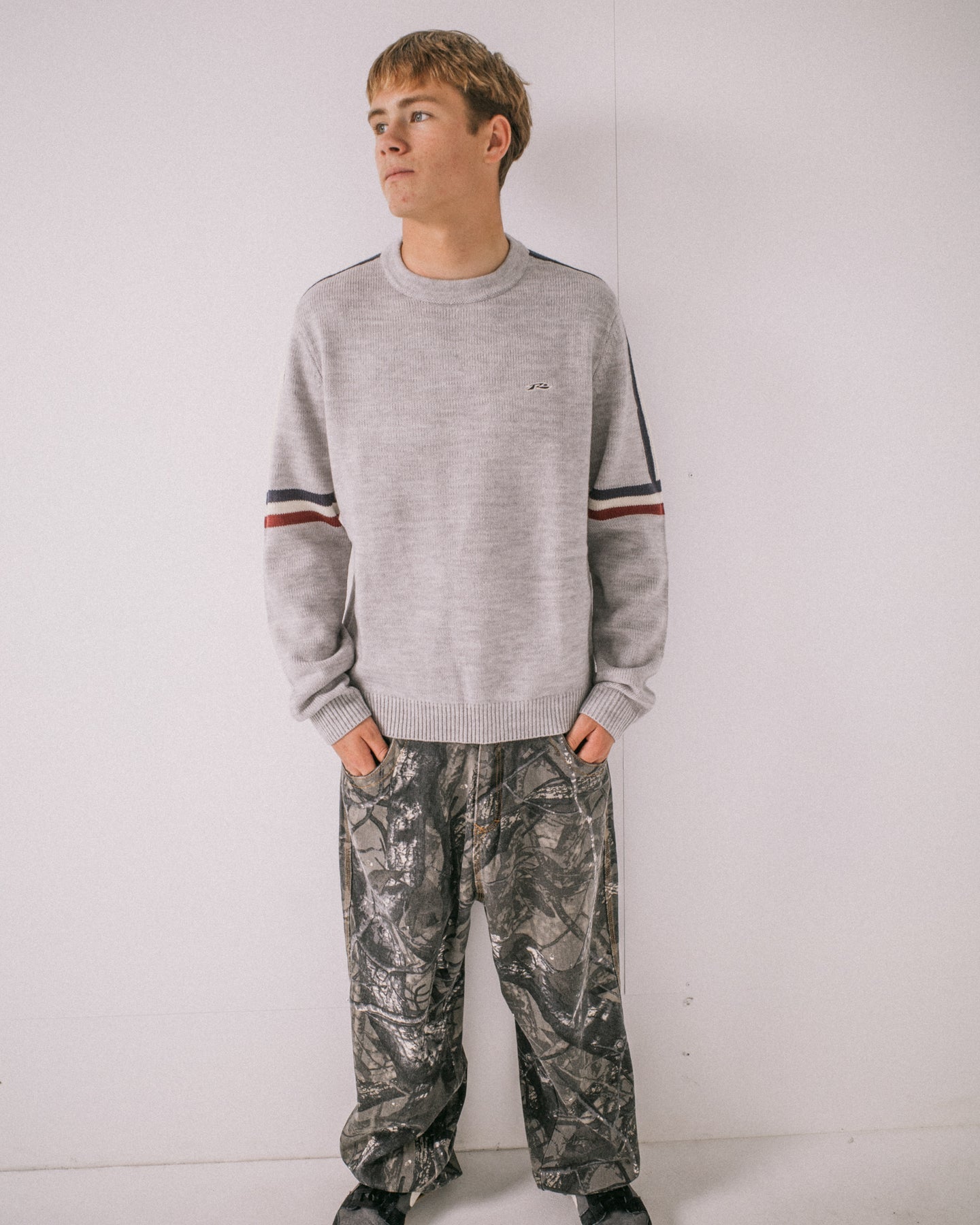 Rusty Moritz 2.0 Graffiti R Crew Knit Sweater - Grey Marle