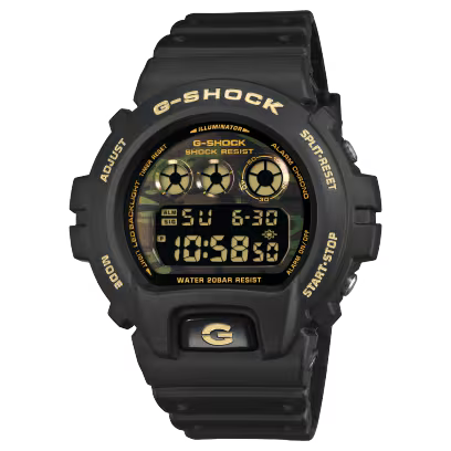 G-Shock DW6900CF-1 Series Digital Watch - Black Camo / Gold