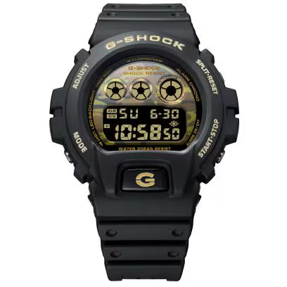 G-Shock DW6900CF-1 Series Digital Watch - Black Camo / Gold