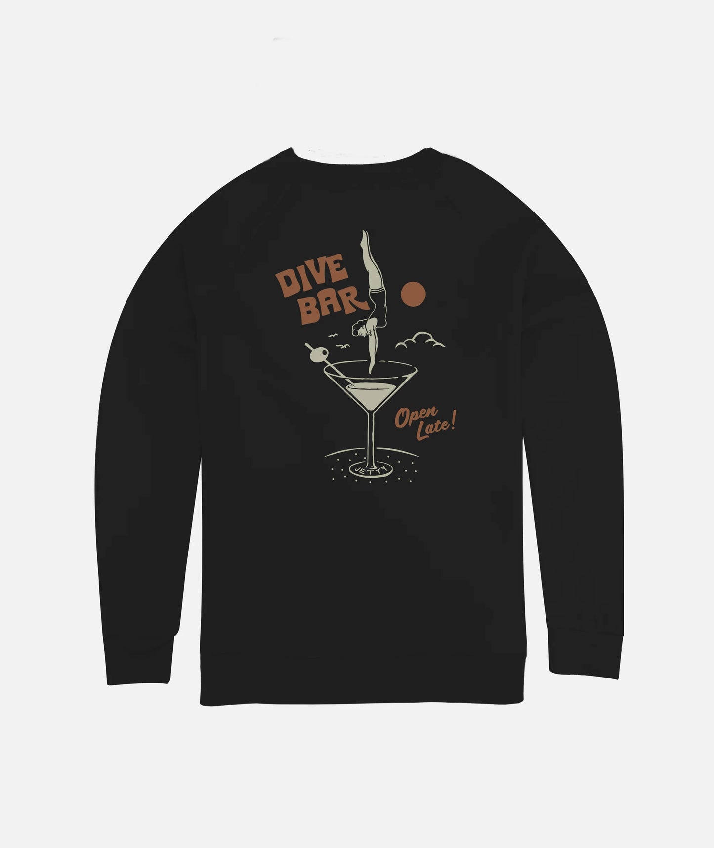 Dive Bar Fleece Crew Crewneck Sweatshirt - Black