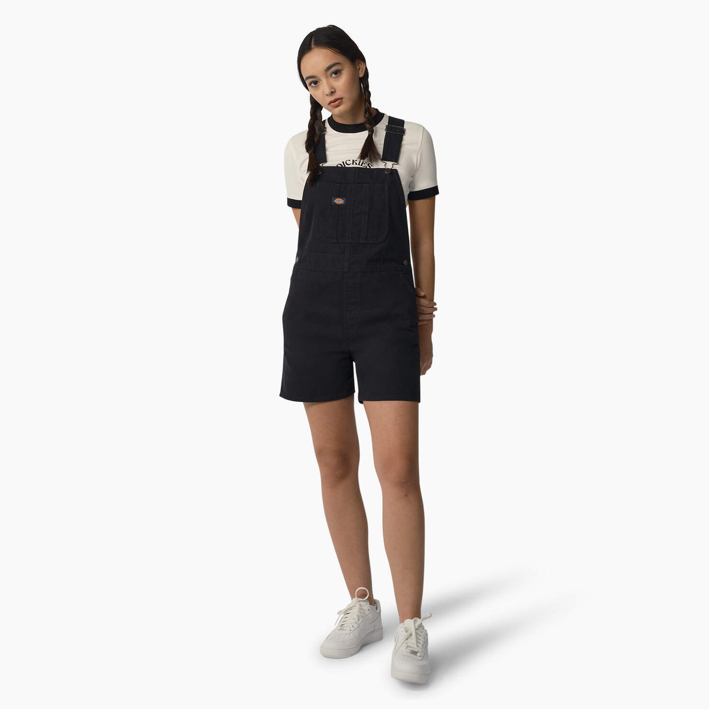 Dickies Women's Relaxed Fit Duck Bib Shortalls - Stonewashed Black