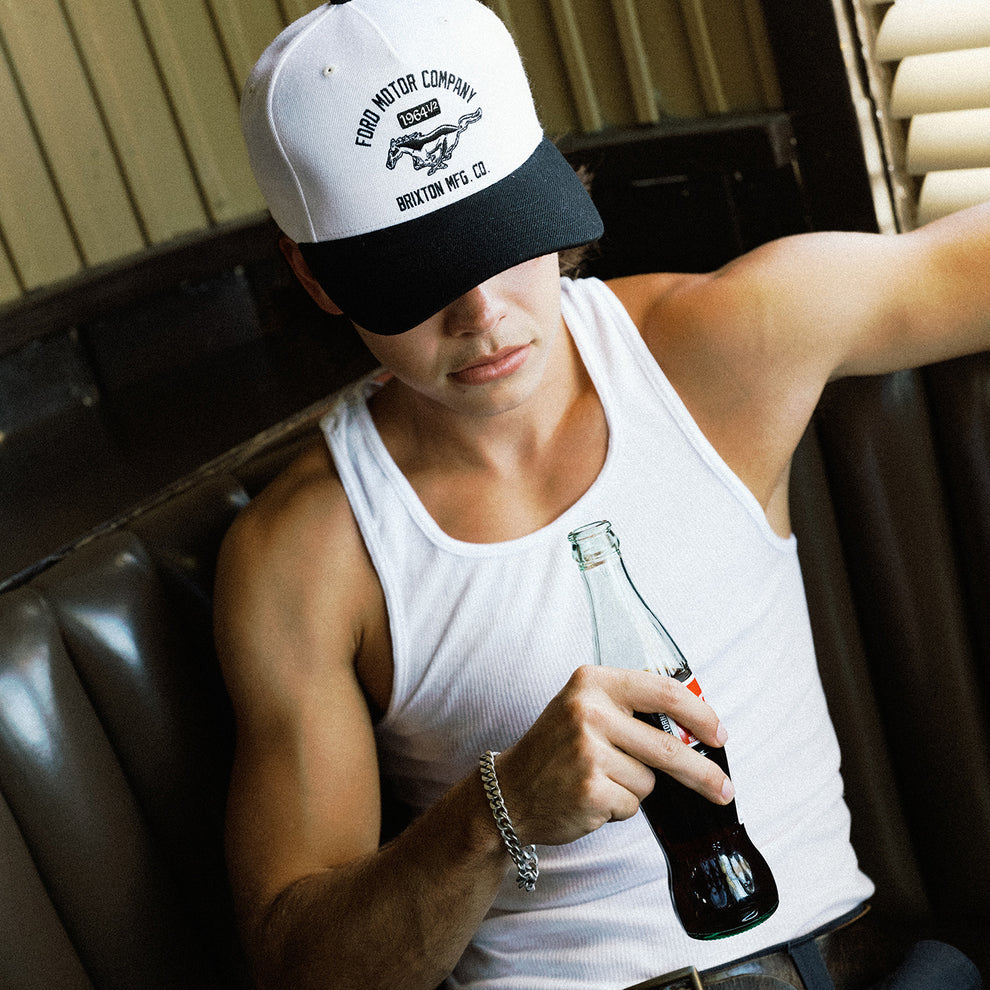 Brixton x Ford Mustang SnapBack Hat - Wimbledon White/Burnt Rubber