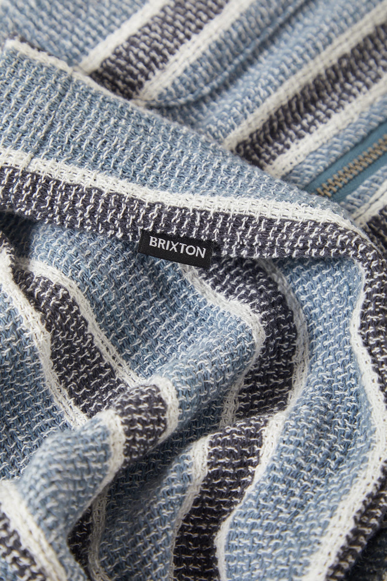 Brixton Dexter Textured Stripe S/S F/Z Shirt - Black / Dusty Blue