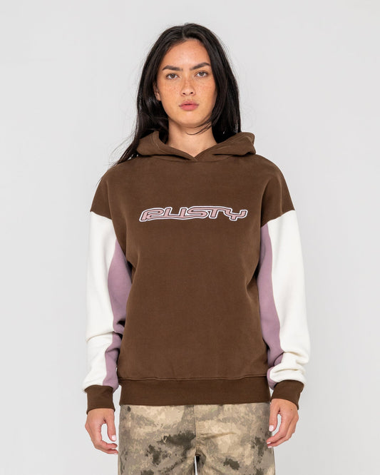 Rusty Neopole Paneled Hooded Fleece - Pinecone/Berry/Cream