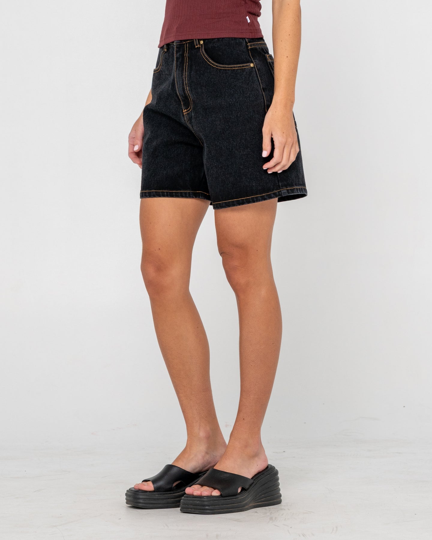 Rusty Cyprus High Denim Short - Blackout