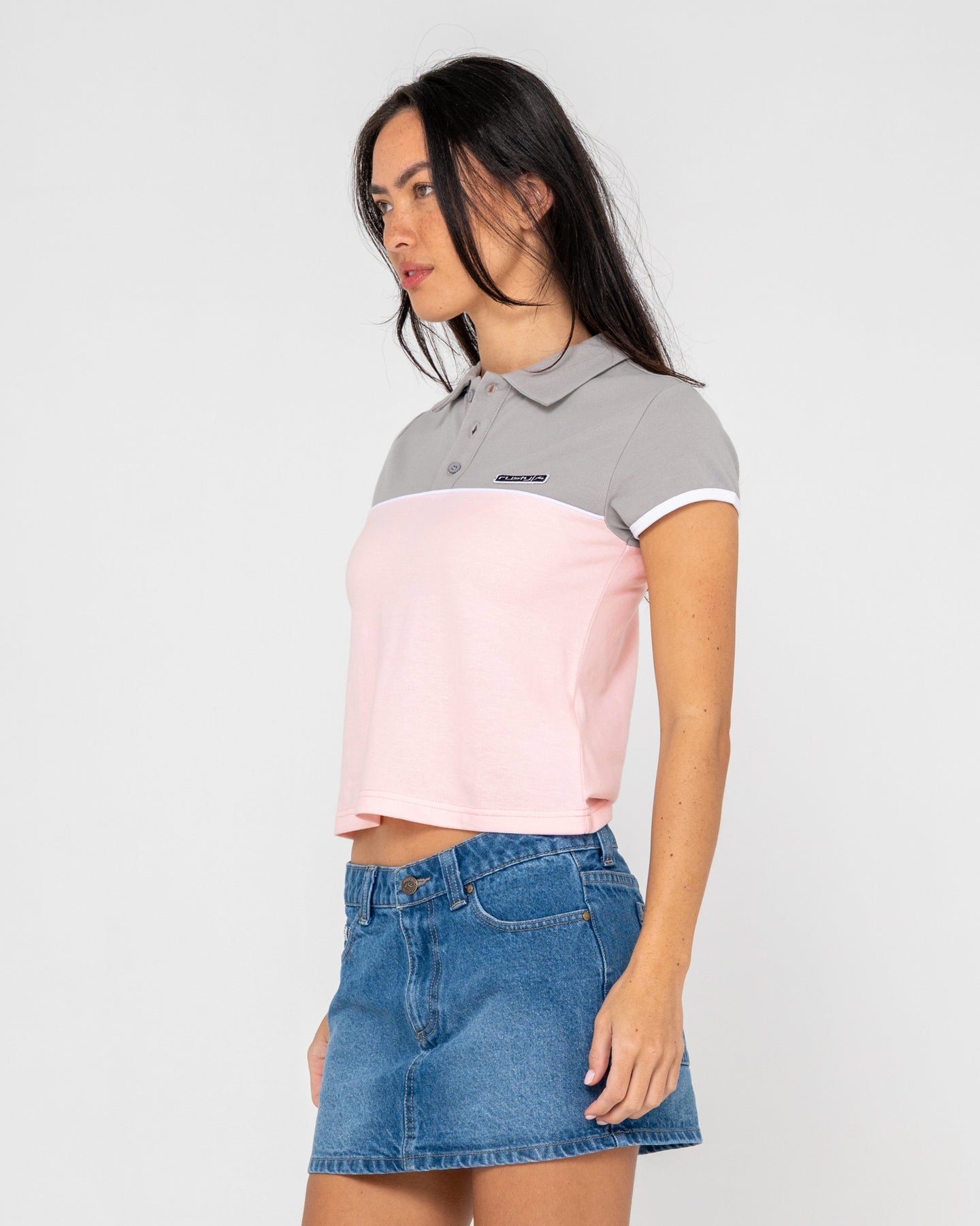 Rusty Insert Dad Joke Baby Polo Tee - Pink/Grey