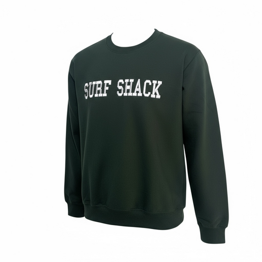 Surf Shack Embroidered Crewneck Sweatshirt - Forest Green