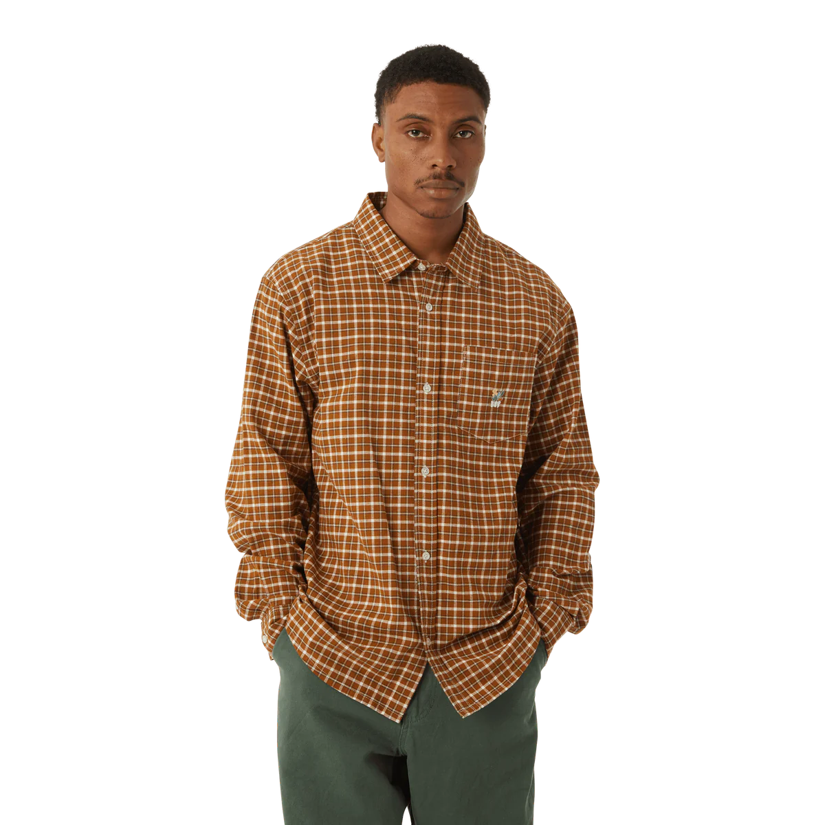 HUF Echo Oxford Plaid Shirt - Russet