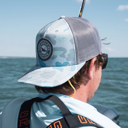 TQC Duck Camo Embroidered Patch Trucker Hat - Saltwater / Duck Camo