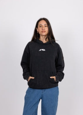 Rusty Equipment Acid Wash Hooded Fleece Hoodie - Black Acid