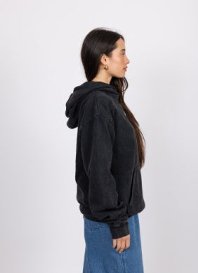 Rusty Equipment Acid Wash Hooded Fleece Hoodie - Black Acid