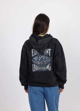 Rusty Equipment Acid Wash Hooded Fleece Hoodie - Black Acid
