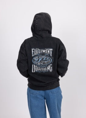 Rusty Equipment Acid Wash Hooded Fleece Hoodie - Black Acid