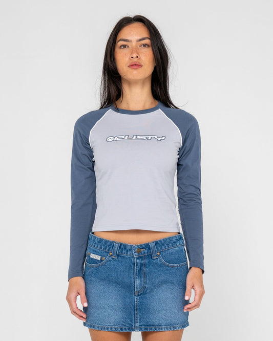 Rusty Timmy Target L/S Fitted Tee - Retro Blue