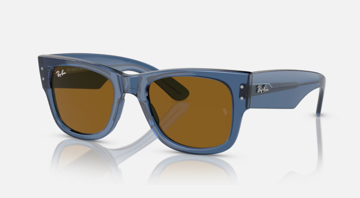 Ray-Ban Mega Wayfarer Bio Based Transparent Blue w/ Brown