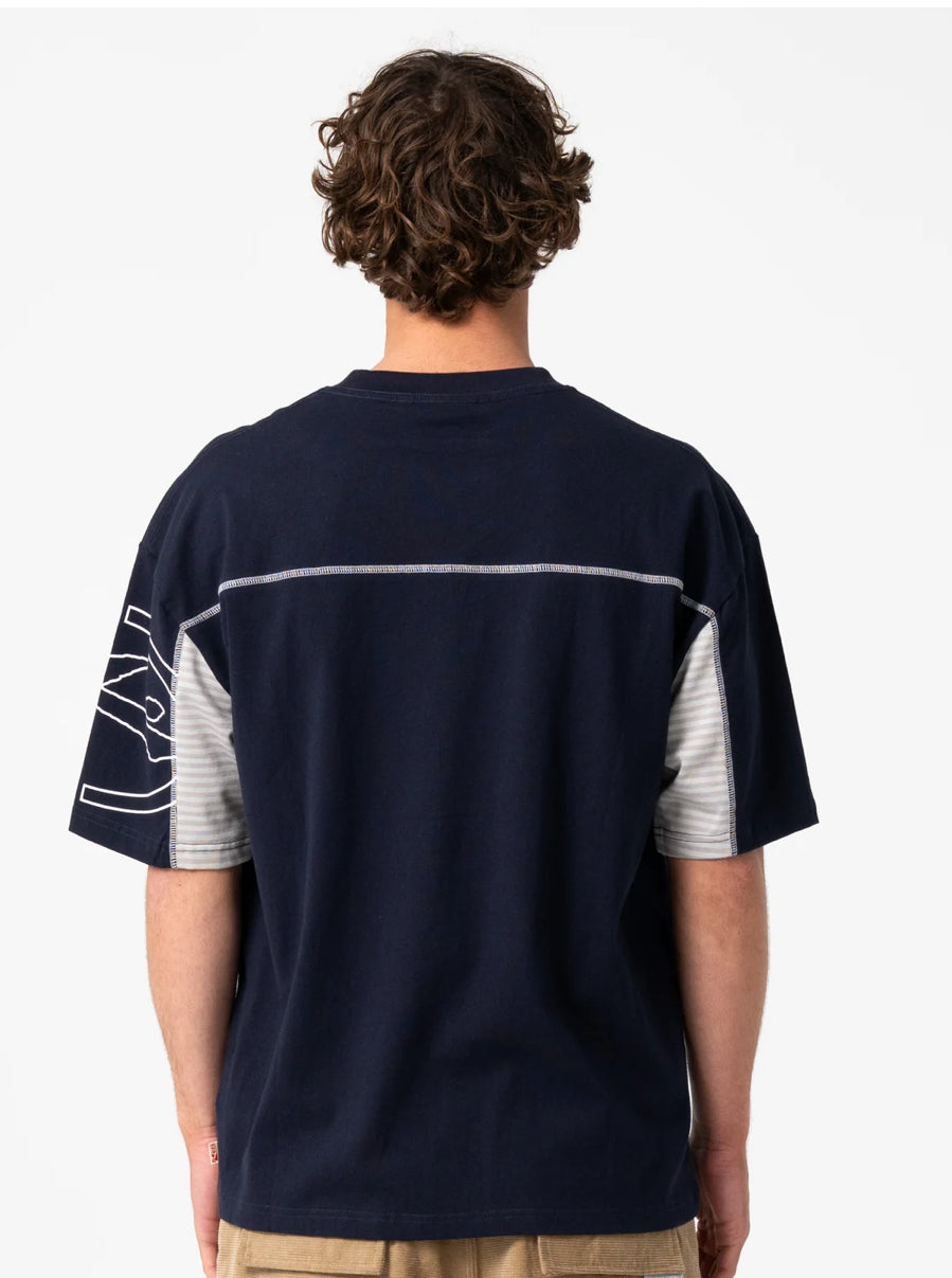 Rusty Cyber Stripe Tee - Navy