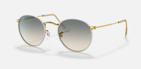 Ray-Ban Round Full Color Grey on Legend Gold w/ Clear Gradient Grey