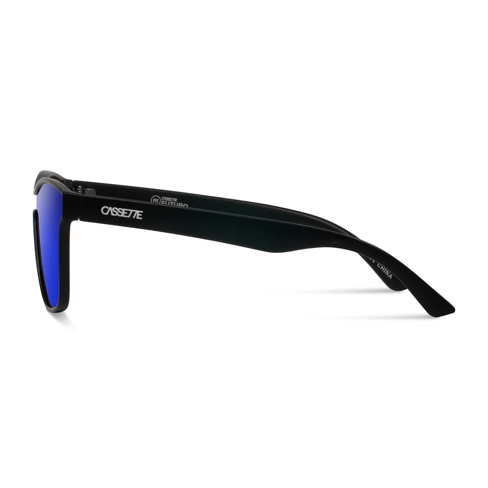 Cassette Optics Futuro Sunglasses - Matte Black / Blue Mirror Lens