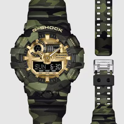 G-Shock GA700CMG-3A Series Digital Watch - Black Camo / Gold