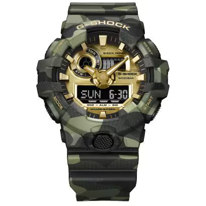 G-Shock GA700CMG-3A Series Digital Watch - Black Camo / Gold