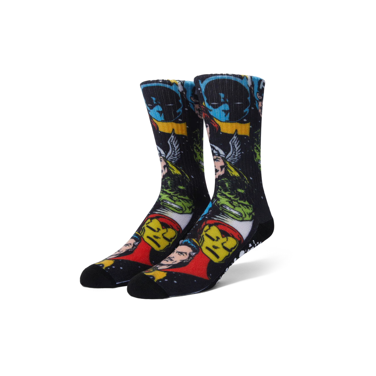 HUF x Avengers Galactic Heads Mens Crew Socks - BLACK