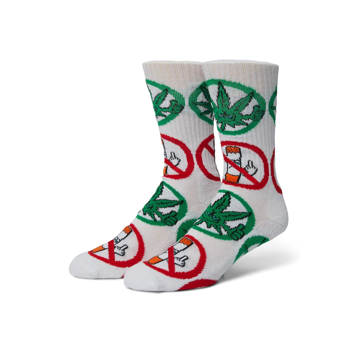 HUF Green Buddy Approved Sock - White