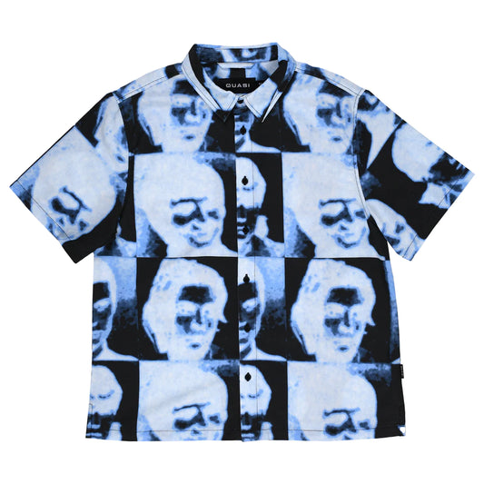 Quasi Guise Short Sleeve Button Up - Blue