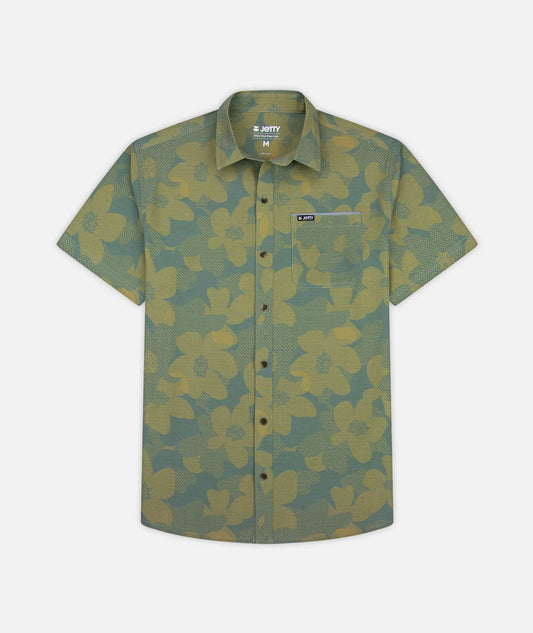 Garwood Woven Short Sleeve Button Down Shirt - Teal