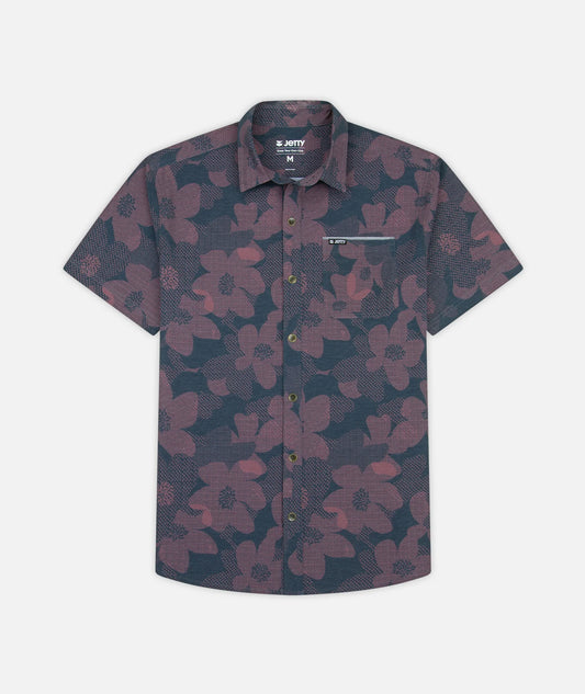 Garwood Woven Short Sleeve Button Down Shirt - Mauve