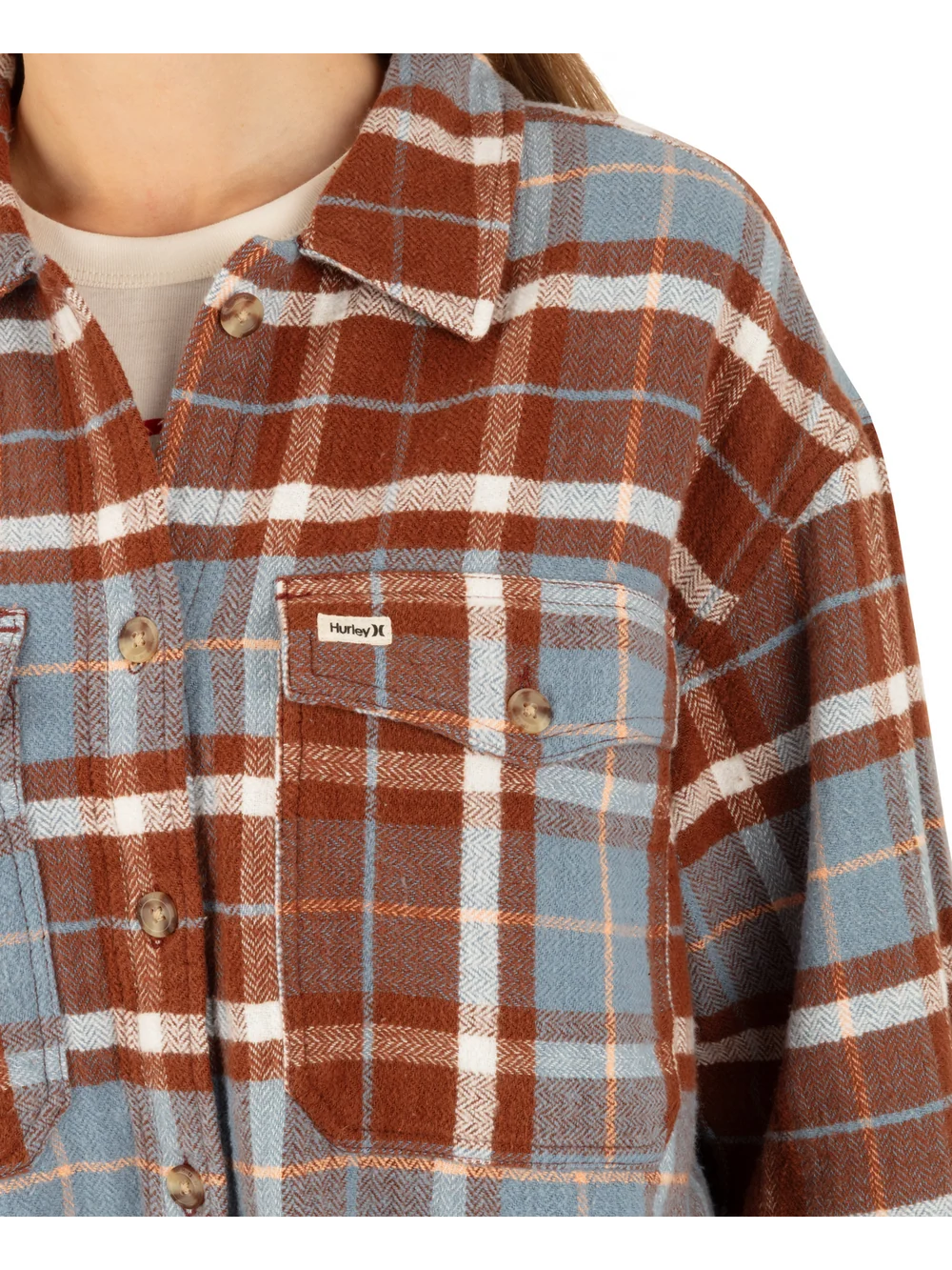Hurley Women's Roam Boxy Flannel - Sailing