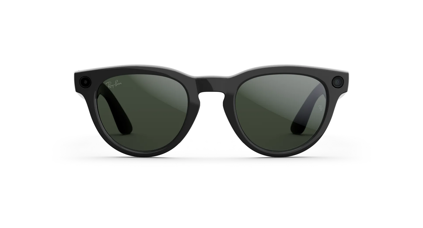 Ray Ban x Meta Gen 2 Headliner Shiny Black w/ Clear to Graphite Green Transitions Lens Smart Glasses