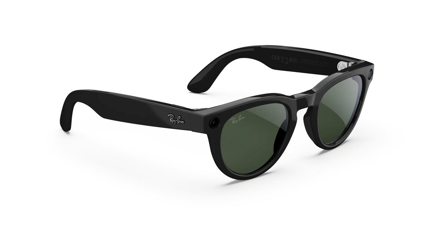 Ray Ban x Meta Gen 2 Headliner Shiny Black w/ Clear to Graphite Green Transitions Lens Smart Glasses